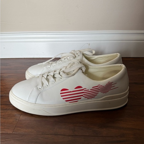 Stuart Weitzman Low Too Heart Men’s White leather Sneakers-Size 12 - Picture 4 of 14